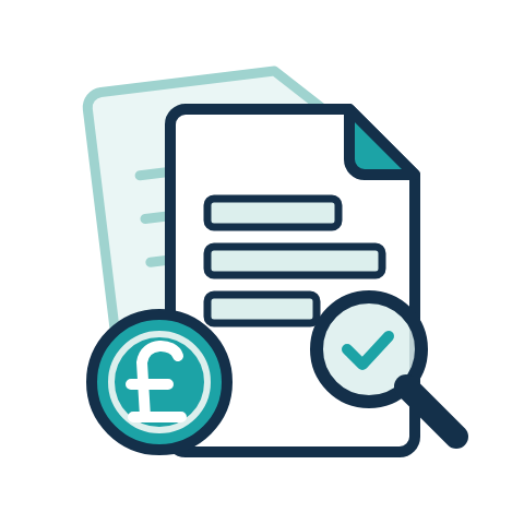 A tax return, checked, and a refund